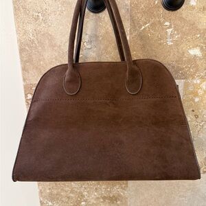 Brown Vegan Suede Handbag Like The Row Margaux Unused
